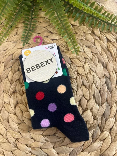 Renkli Benekli Soket Çorap Siyah