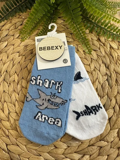Shark Baskılı Çorap  Mavi İkili