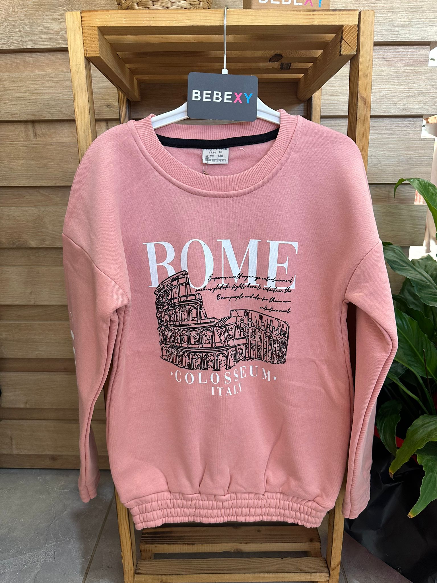 Rome Baskılı  Sweatshirt  Pembe
