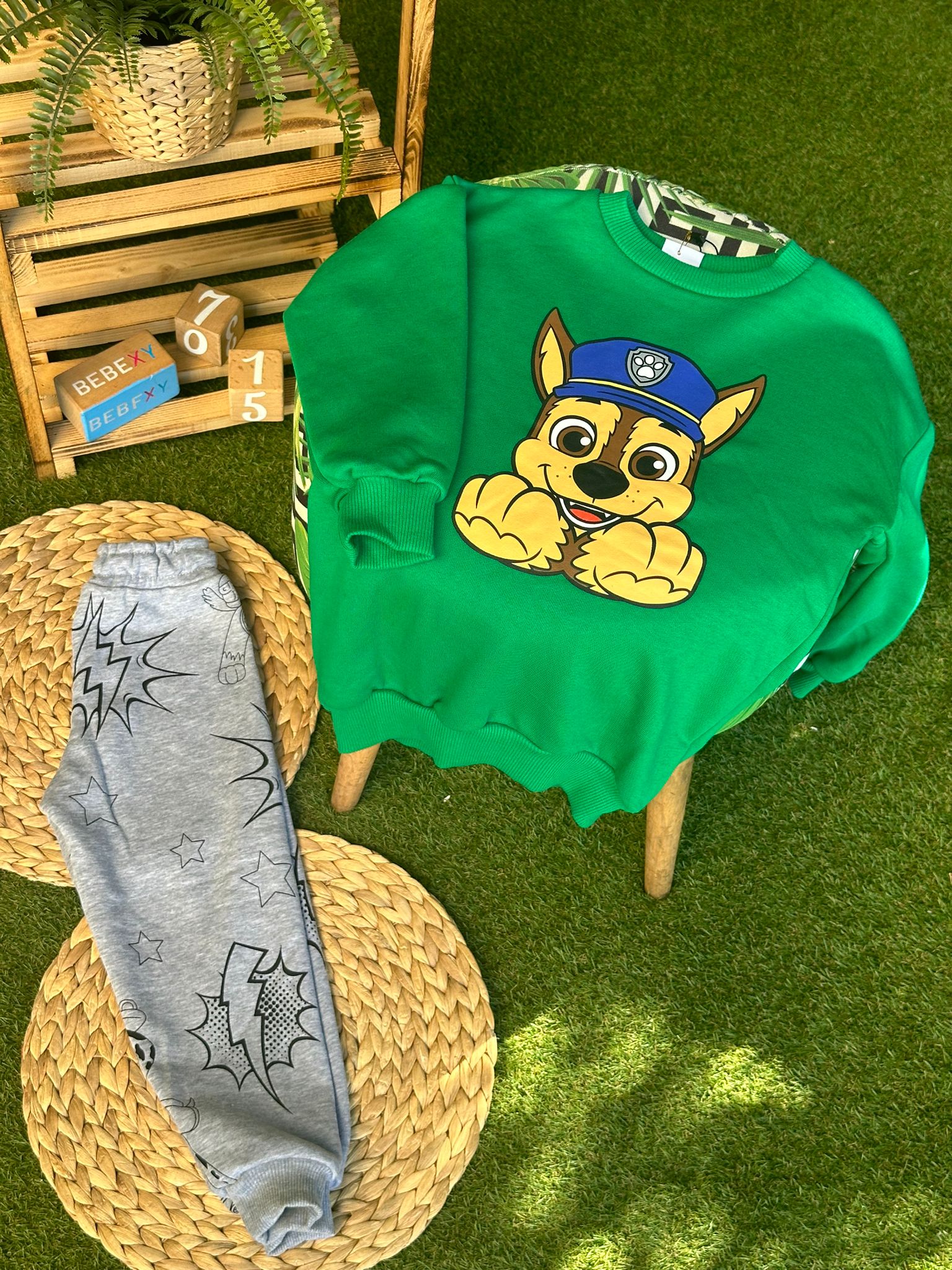Paw Patrol Çizgi Film Baskılı Alt Üst Takım Yeşil