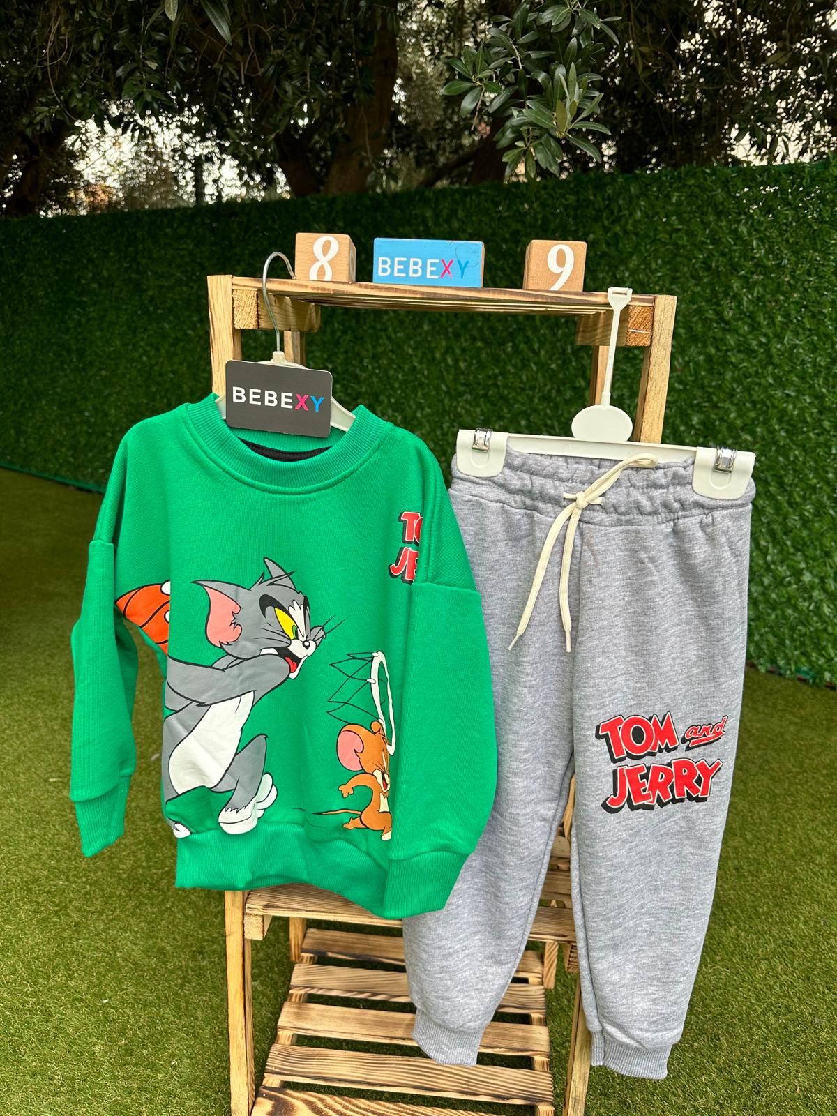 Tom ve Jerry Çizgi Film Baskılı Alt Üst Takım Yeşil