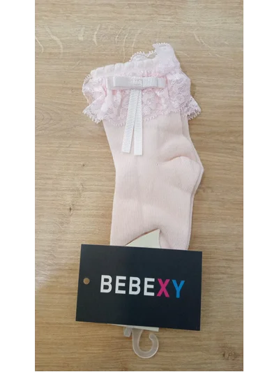 Fiyonklu Bebek Soket Çorap Pembe