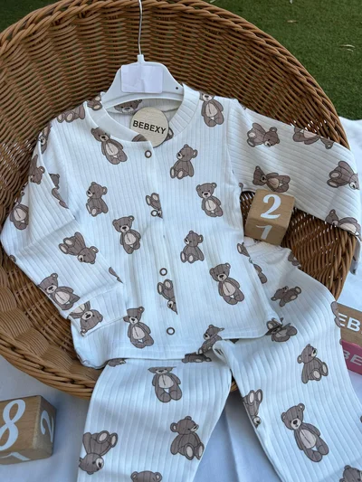 Ayıcık Baskılı Pijama Takımı