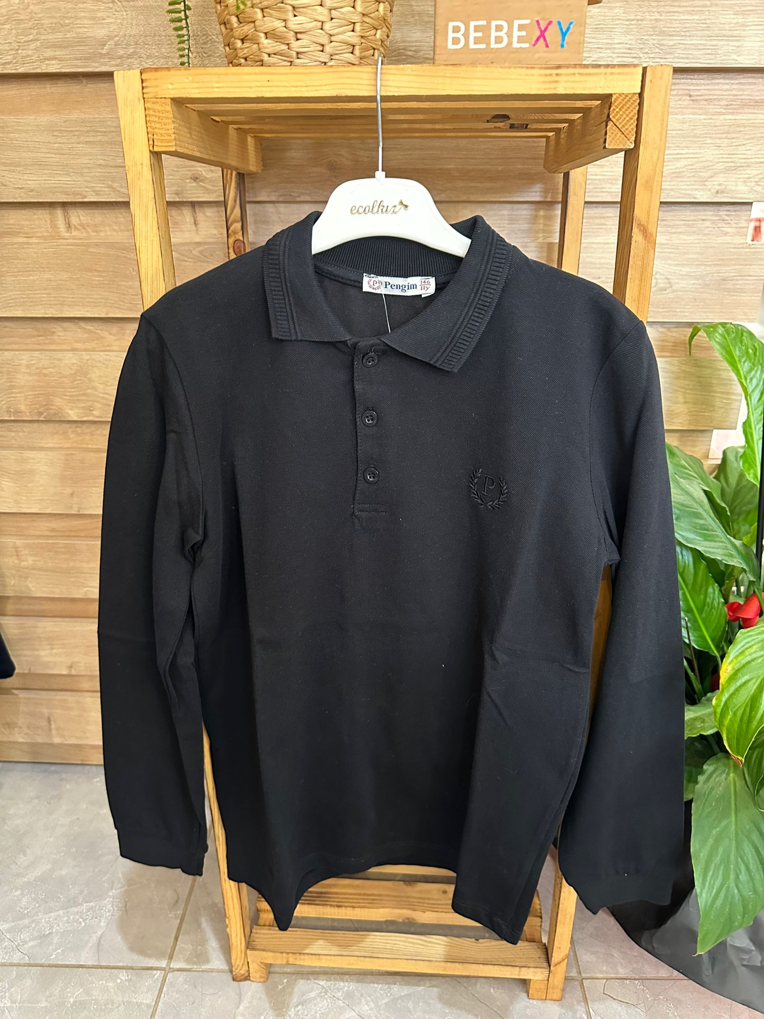 P Baskılı  Sweatshirt  Siyah