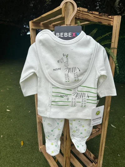 Zebra  Baskılı Alt Üst Bebek Takım Mavi