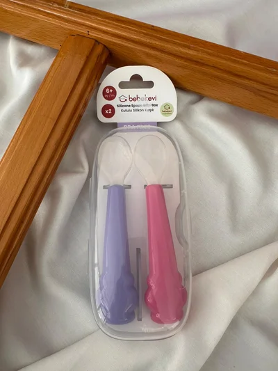 Silikon Uçlu Kaşık 2'li - Mor-Pembe