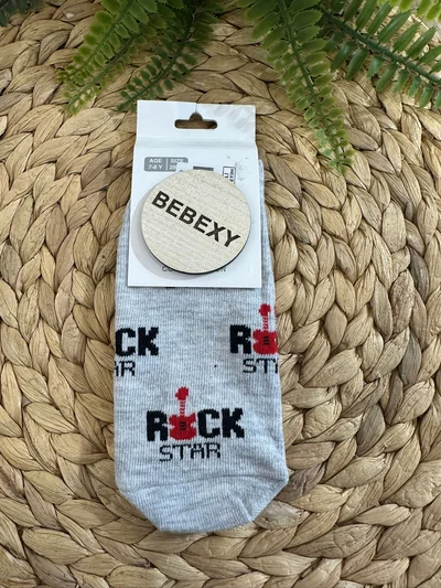 Rock Star Baskılı Çorap  Gri