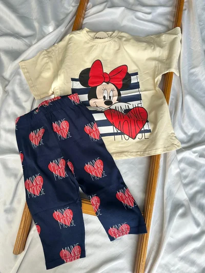 Minnie Mouse Baskılı Taytlı Takım