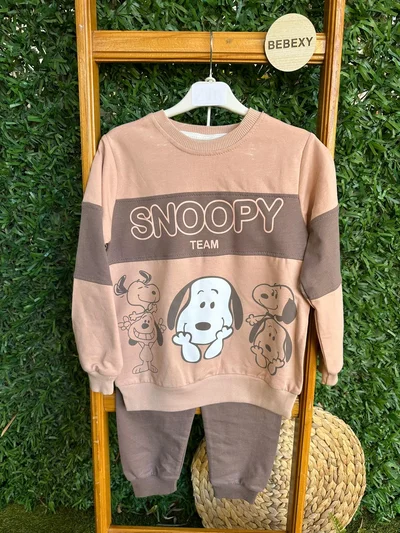 Snoopy Team Kahverengi Yazılı Alt Üst Takım 80/