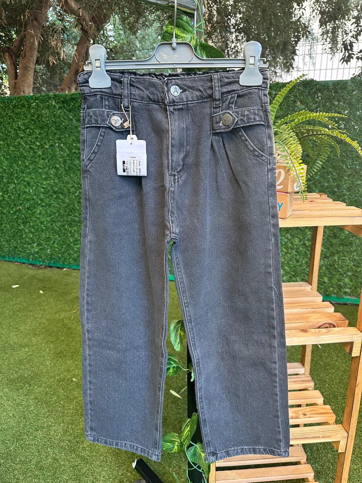 Cep Düğme Detaylı Jean Pantolon Füme