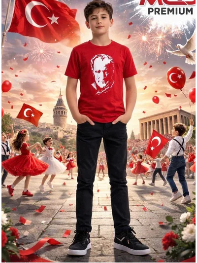 Atatürk Baskılı Tişört Kırmızı