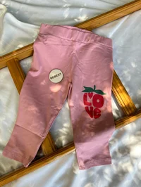 LOVE Çilek Baskılı Timi Kapri Tayt Toz Pembe