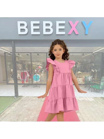 Fırfırlı Mint Elbise Pembe