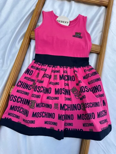 Aycıklı Moschino Baskılı Elbise Pembe
