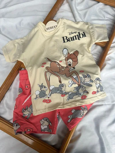 Bambi Baskılı Şortlu Takım