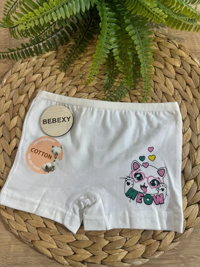 Kız Çocuk Boxer Meow Yazılı  