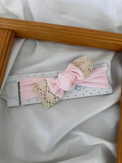 Bandana Toka Dantelli Açık Pembe