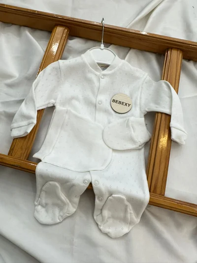 Düz Bebek Tulumu Krem