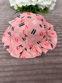 Çocuk Kız MAKSİ Şapka Çift Çizgili Pembe