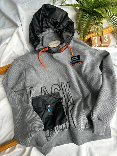 Kapüşonlu Açık Gri  Sweat Garson