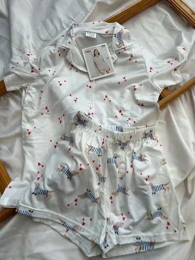 Köpek Desenli Şortlu Pijama T.