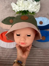 Çocuk Erkek Fötr Şapka Yeşil Bej Rengi