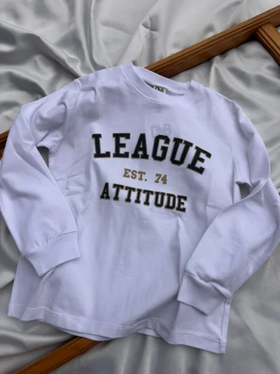 League Yazılı Beyaz Body