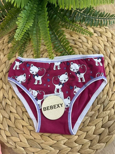 Kız Çocuk Külot Fiyonklu Kedi Bordo