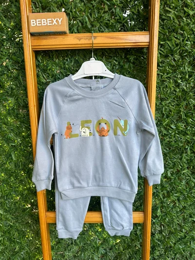 LEON Yazılı Gri Takım