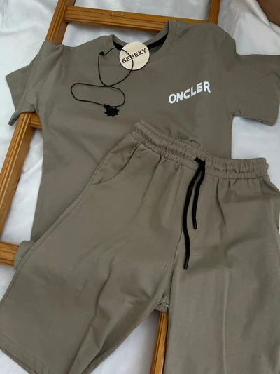 Oncler baskılı kolyeli erkek alt üst takım haki