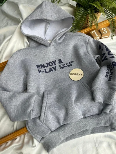 Kapüşonlu Gri  Sweat Enjoy P-lay