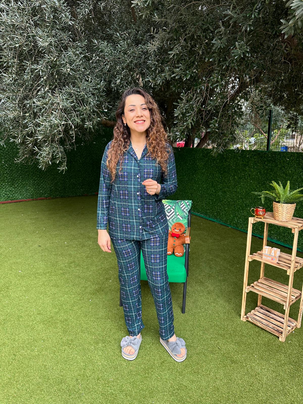 Ekose Pijama Takımı Yeşil