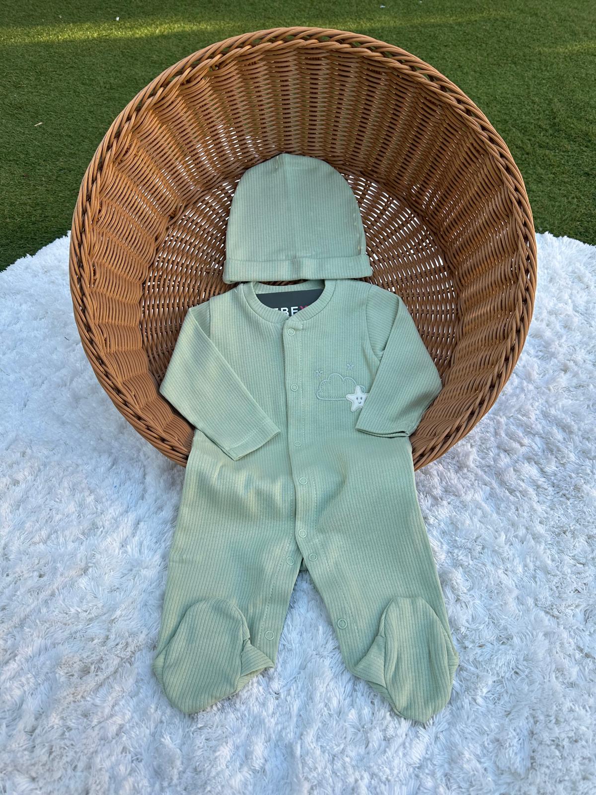 Yıldızlı  Bebek Tulumu Yeşil