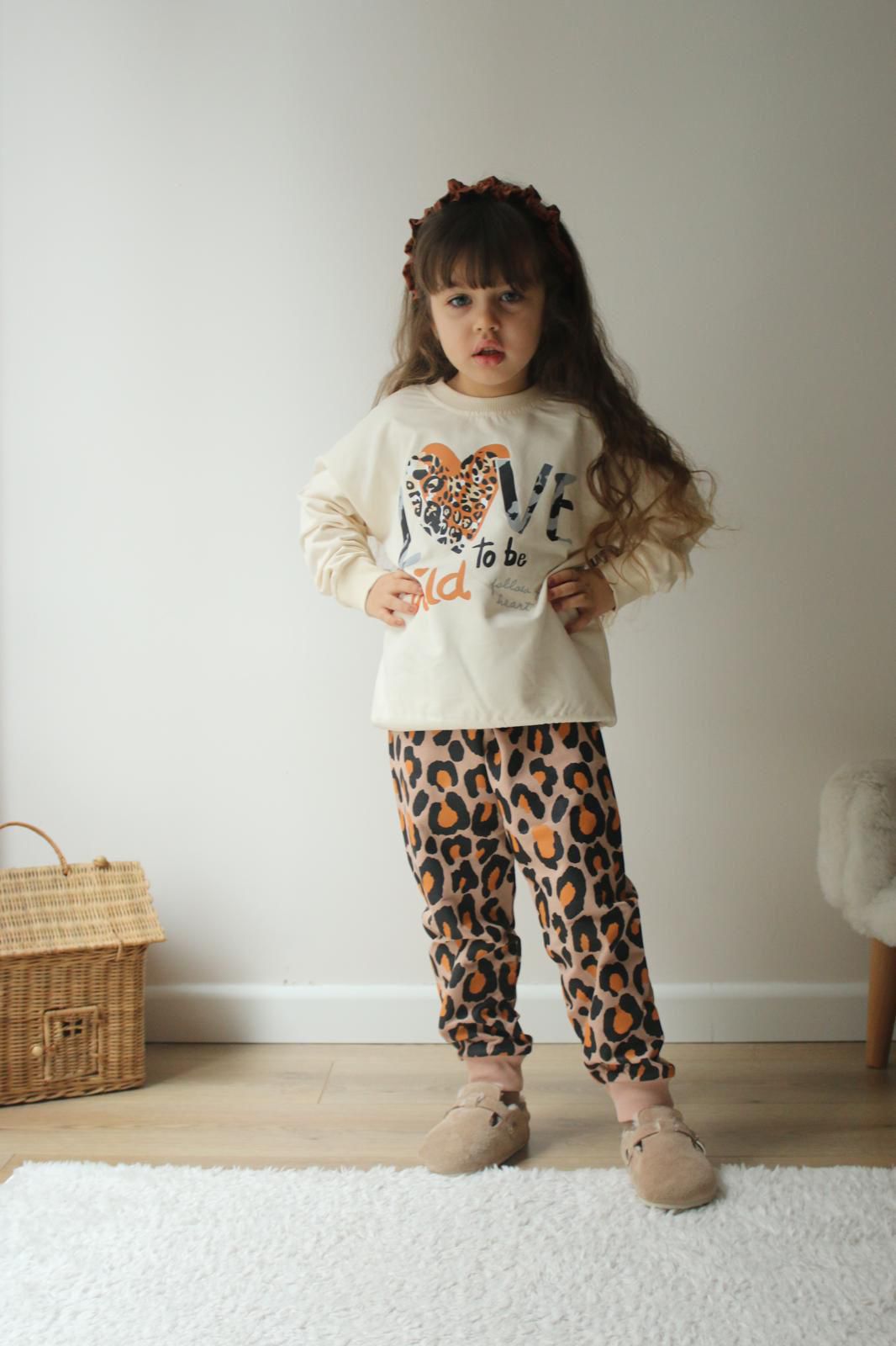 Love LeoparDesenli Alt Üst Takım Krem