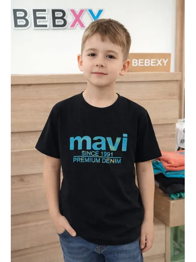 M Yazılı Tişört Siyah