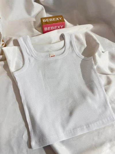 Kalın Askılı Fitilli Beyaz Body