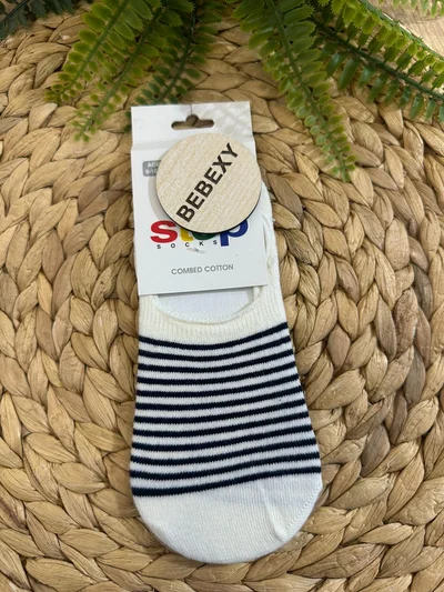 Babet Unisex Çorap Krem Çizgili 