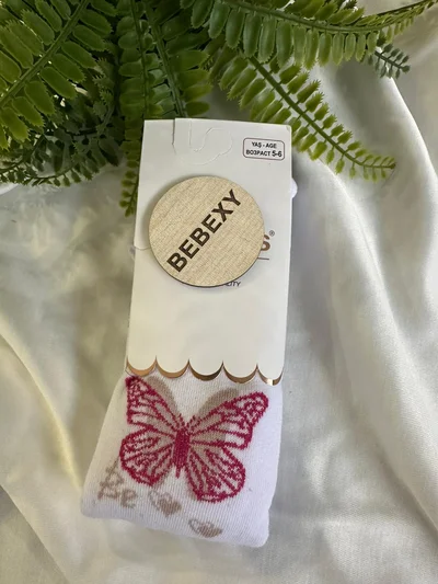 Beyaz Kelebekli Külotlu Çorap 25
