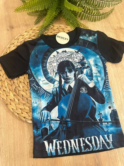 Kız Tişört Wednesday Baskılı 