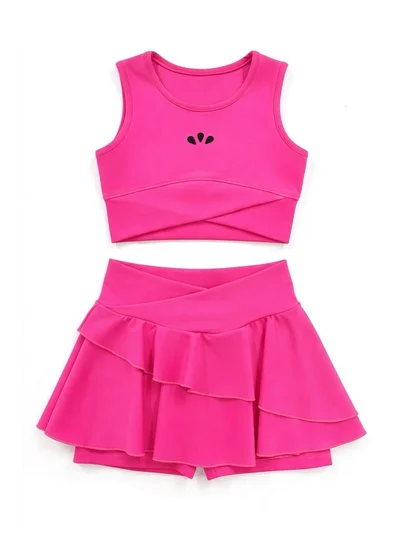 Pembe Şort Etekli Crop  Mayo