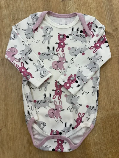 Pembe Tavşan  Desen Uzun Kol Zıbın  
