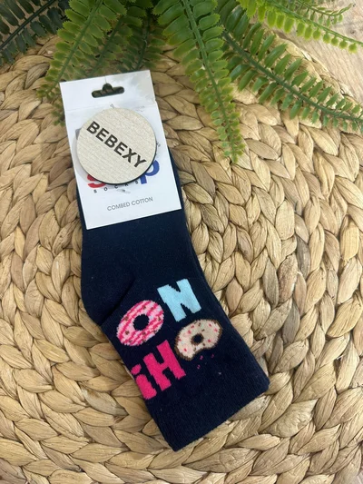 Donat Baskılı Çorap Lacivert
