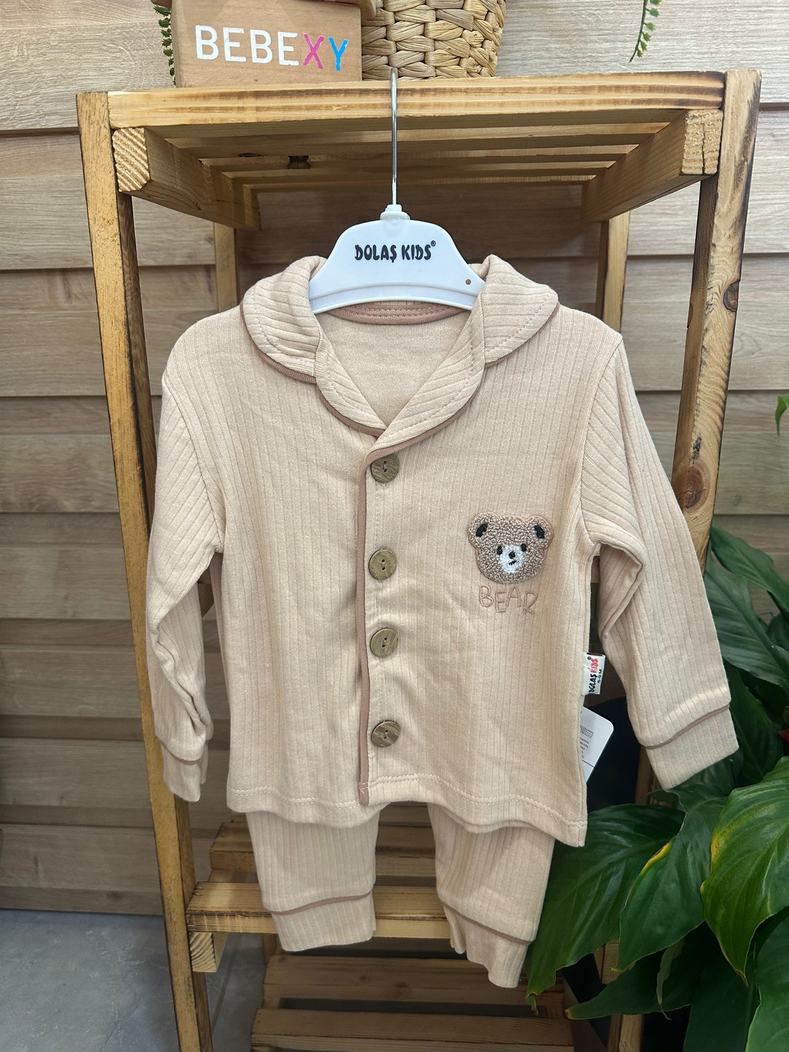 Bear Desenli Bebek Pijama Takımı A. Kahve