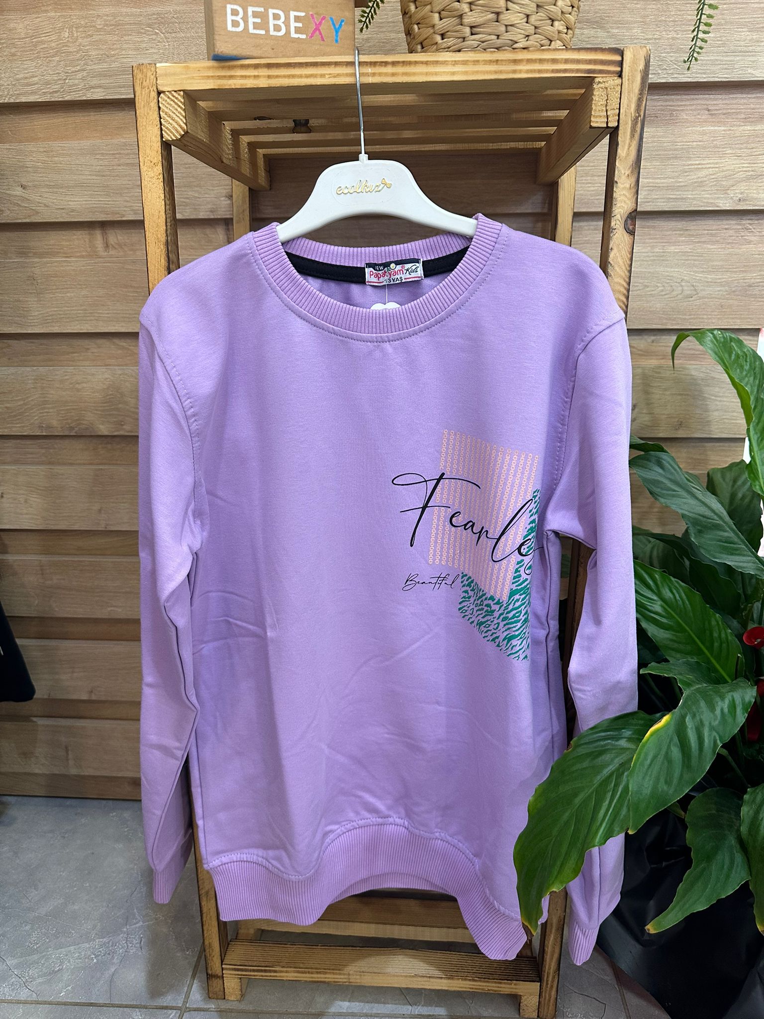 Fearls Baskılı Sweatshirt Mor