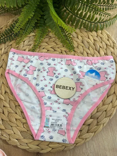 Kız Çocuk Külot Pembe Kedili Baskılı