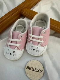 Kedi Desenli Bebek Ayakkabısı Pembe 19