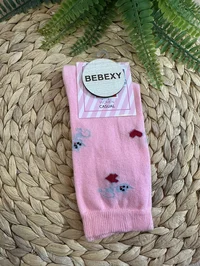 Kalp Kedili Çorap Pembe