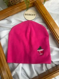 Çocuk Penye Şapkası Çilek Baskılı Pembe