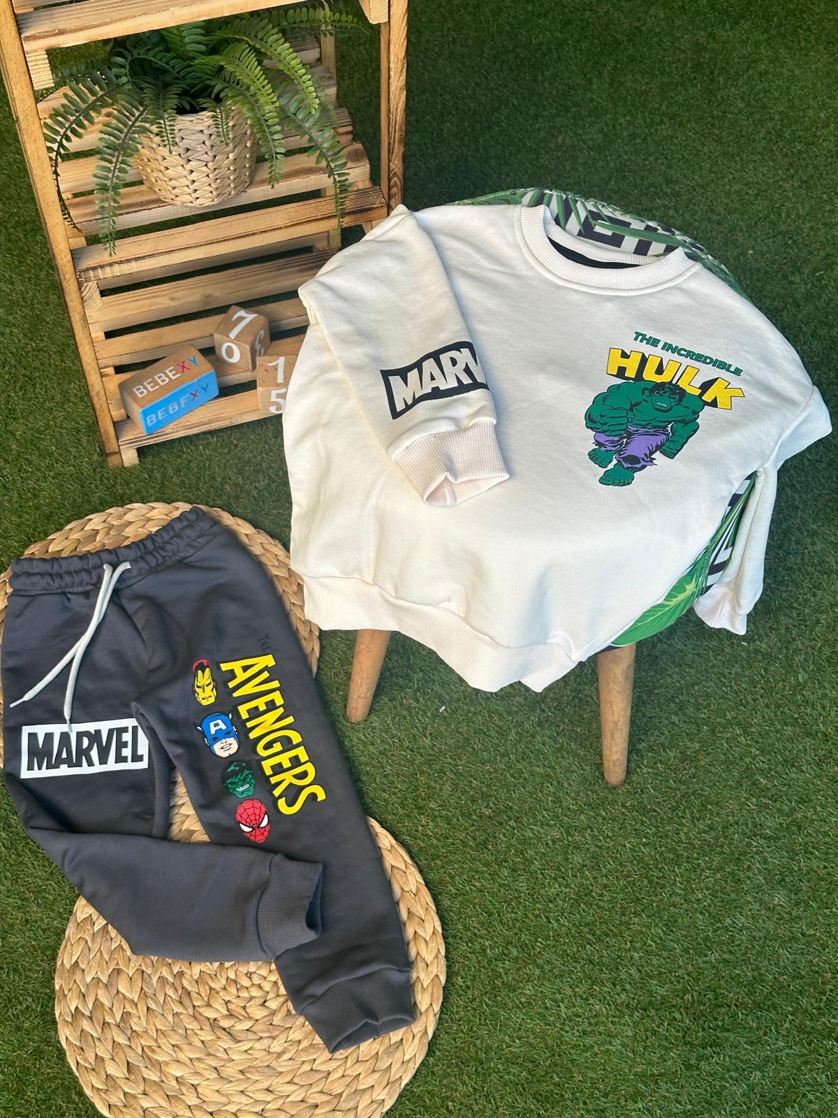 Hulk Baskılı Alt Üst Takım Ekru