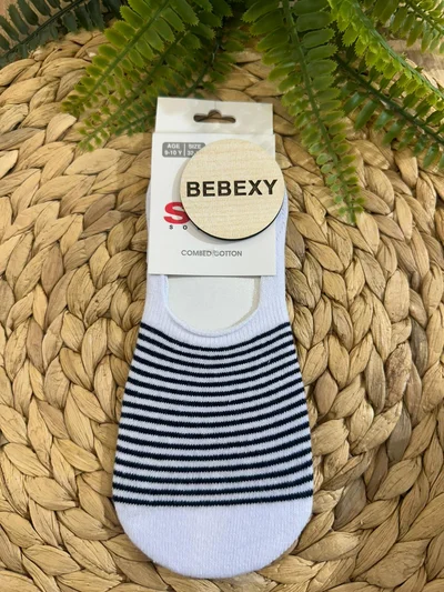 Babet Unisex Çorap Beyaz Çizgili 